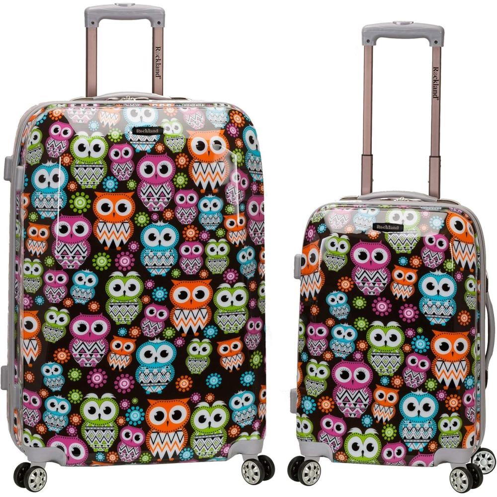 Rockland Departure Hardside Spinner Wheel Luggage, Owl, 2-Piece Set (20/28)