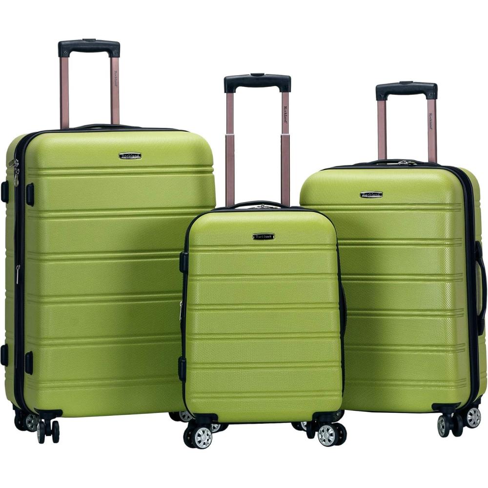 Rockland Melbourne Hardside Expandable Spinner Wheel Luggage, Mint, 3-Piece Set (20/24/28)(LIME)