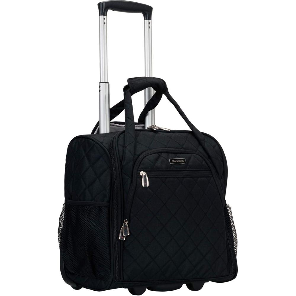 Rockland Melrose Upright Wheeled Underseater Carry-On Luggage, Purple, 15-Inch(Black)
