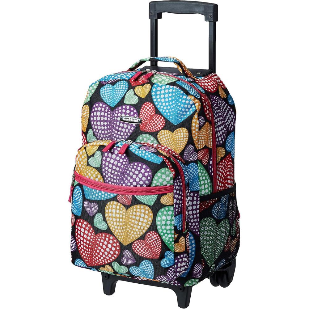 Rockland Double Handle Rolling Backpack, New Heart, 17-Inch(NEWHEART)