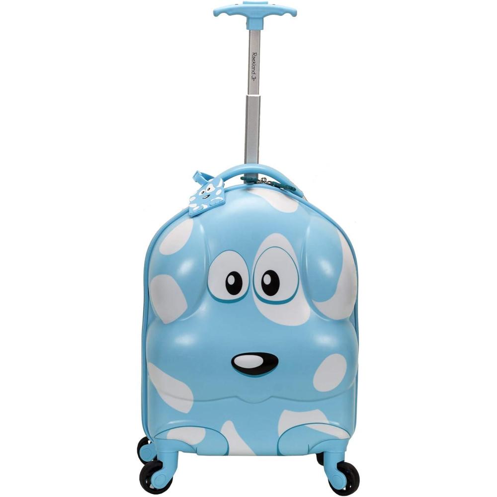 Rockland Jr. Kid’s My First Luggage – Hardside Spinner Luggage, Puppy, Carry-On 16-Inch(Light Blue  White and Black)